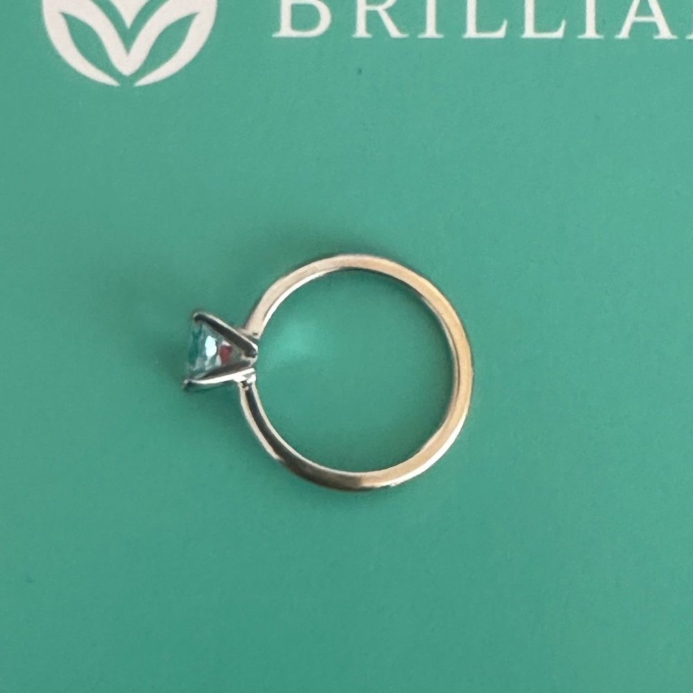 Aquamarine 18k White Gold Engagement Ring size 6.5 - Picture 4 of 8